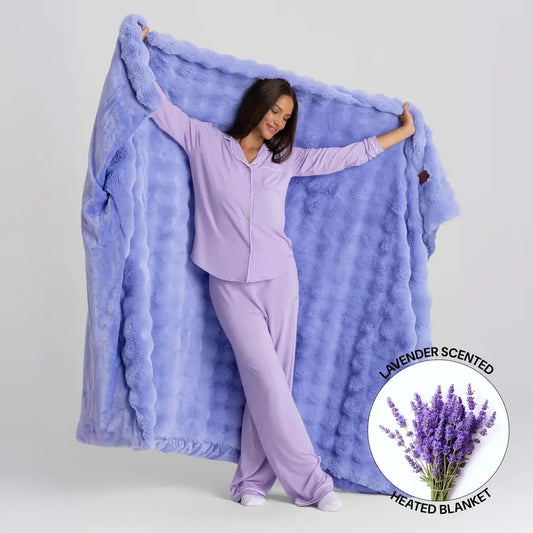 L08051 gallery 1 — Comfrt Lavender Ember Heated Blanket with natural lavender